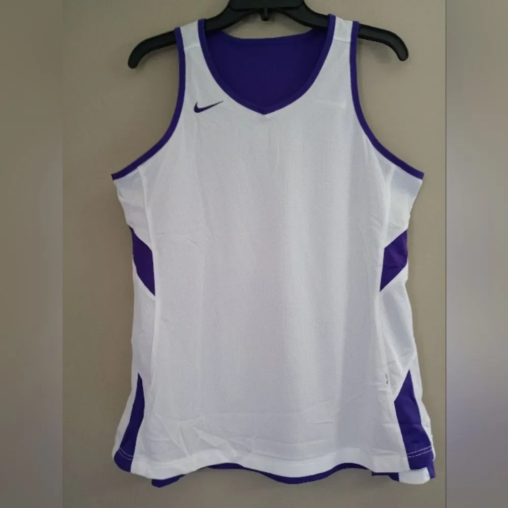 NWT Nike Reversible Purple/White Tank Top Basketball Jersey Size Medium